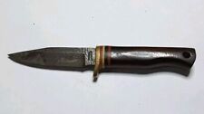 Parker Bench Made Damascus 3.5” Knife Made In Tako Japan Brass Rare Wood Handle picture