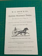 W.A. Snow & Co. Ad   Copper Weather Vanes  picture