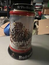 Vintage 1992 Anheuser Busch BUDWEISER Holiday Beer Mug Stein Clydesdales picture