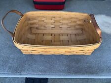 1990 Longaberger Long Basket Weave Basket with Leather Handles picture