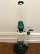12” Premium Glass Water Pipe Lake Green Honeycomb Perc 14mm picture