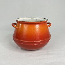 Vintage Descoware Belgium Flame Red Bean Pot Cast Iron Enamel  3Qt. No Lid picture