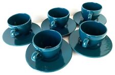 Vintage Pagnossin Italy Set of 5 Dark Green Expresso Cups & Saucers Retro 1980s  picture