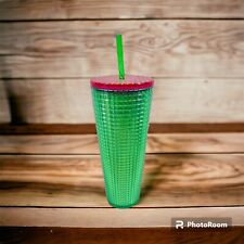 Starbucks Spring 2023 Watermelon Grid Green Pink Lid 24oz Cold Cup Tumbler picture