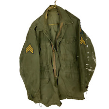 Vintage Us Military Airborne Jacket Size Large Green Vietnam Era 60s 70s picture