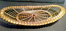 GOLD TONE WIRE FRUIT OR TRINKET BASKET WITH INTRICATE DESIGN OVAL SHAPE UNUSUAL picture