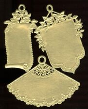 Scrap Die-cut German Dresden Gold Paper Fan Scroll Orn Victorian Craft picture