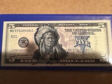 Native American Indian Chief 1899 . Five(5) Dollar Bill This Is A Commemorative picture