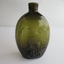Antique Bottle PINT EAGLE CORNICOPIA FLASK Olive Green PONTIL KEENE NH picture