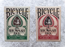 Limited Edition Gilded Snowman Back Red & Green Bicycle Playing Cards Set picture