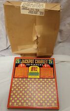 Vintage 40s Punch Board Club Gambling Casino Game UNUSED Jackpot Charley w/ bag picture