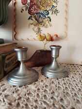 Jostens Pewter Vintage Candlesticks Pair England 4 Inch  picture