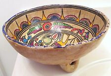 Antique VTG Peru Mayan Aztec Mexico Bowl Dish Terracotta Pottery Primitive Dated picture