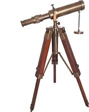 Brass Telescope with Adjustable Wooden Tripod Stand Antique Vintage Nautical picture