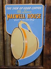 VINTAGE MAXWELL HOUSE COFFEE PORCELAIN SIGN FLANGE HOT BEVERAGE CAFE RESTAURANT picture