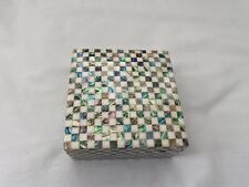 Egyptian Inlaid Mother of Pearl Paua Handmade Square Jewelry Box 3.75