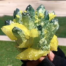 1.07LB New Find green Crystal Cluster MineralSpecimen +NATIVE SULPHUR Sicily picture