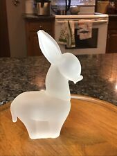 Vintage Lalique Style Frosted Satin Glass Donkey MODERN Scandanavian Figurine 6” picture