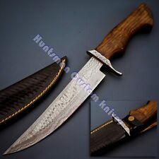 Rare Found Custom Made Hand Forged Damascus Steel BOWIE with Wooden Block Grip picture