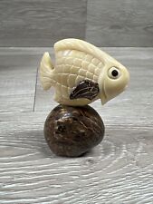 Vintage Tagua Nut Carved Fish Figurine Vegetable Root Ocean Hand carved picture