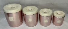 Vintage MCM West Bend Aluminum 4-Piece Rose Canister Set With Lids Lightweight picture