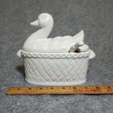 Vintage Japan White Ceramic Duck Soup Tureen Gravy White Ceramic With Ladle  picture