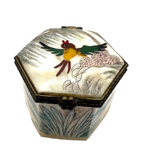 Rare Antique Trinket Box Decorated With Bird picture