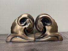 Vintage Art Deco Ram’s Heads Bookends By Cornell Foundry C.1930 picture