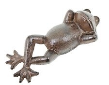 Frog Figurine Cast Iron Rustic Brown 6