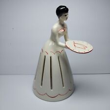 Vintage MCM Rare Unique Porcelain Lady Figurine Napkin & Toothpick Holder picture