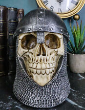 Ebros Medieval Knight Skull with Helmet and Head Coif Statue 6