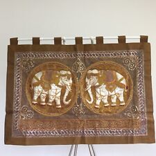 wall hanging kalaga tapestry thai burmese embroidered sequin  2 elephant vintage picture