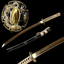 30'' Dragon Loong Sword Wakizashi 1095 Carbon Steel Gold Blade Full Tang Sharp picture