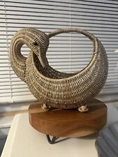 Vintage Swan Duck Wicker Basket with Handle Brown Easter Hunting Home Decor picture