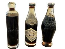 Vintage 3” Tall Coca Cola Bottles 2 Caps Metal 1 Cap Cork Lot Of 3 picture