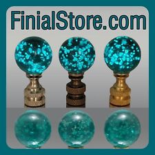 Dark Green Glow In The Dark Glass Lamp Finial Nickel/Polished/Antique Brass Base picture