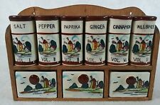 Windmill Spice Set 9 Jar Container  Dutch Ceramic Wall Wooden Rack Decor Vintage picture