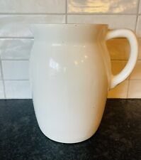 Vintage White Stoneware Crock Pottery Pitcher 9 in Holds Almost 1 gallon picture