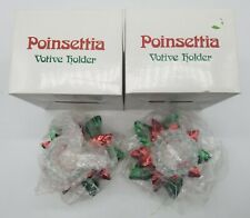 Department Dept 56 Christmas Poinsettia Votive Red & Green Candle Holders 4351-6 picture