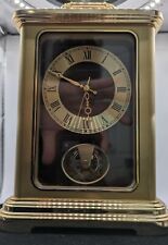 Vintage Brass Hamilton Carriage Quartz Clock Japan Spinning Gear Works Great  picture