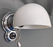 1930's Art Deco, Nickel Plated Over-sink Sconce & Opal Glass Shade, New Wiring picture