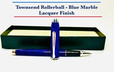 Cross Townsend Rollerball Blue Marble & Rhodium Plated Trim. Vintage USA W/ CASE picture