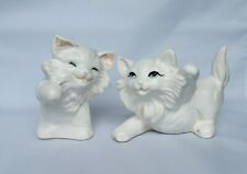 Vintage MCM 2PC ceramic Cat Figurine Planter Persian Long Hair 2 Kittens Playful picture
