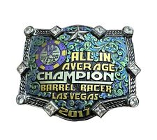 RARE Bob Berg Colorful All In Barrel Race Champion Las Vegas 2017 Belt Buckle picture