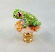 GREEN  CERAMIC  FROG  ELECTRIC  LIGHTING  LAMP  SHADE  FINIAL    picture