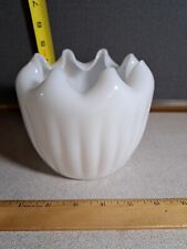 Vintage Milk Glass Vase Curved in edges Beautiful #1741L166 picture