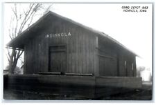 c1953 CB&P Depot Indianola Iowa Railroad Train Depot Station RPPC Photo Postcard picture