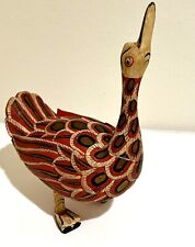 Vintage RARE Indonesian Carved Painted Wood Duck Goose Bird Sculpture 1950s picture