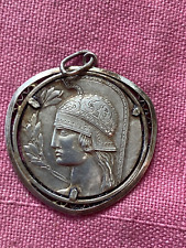 RARE VINTAGE NEW SILVER PENDANT : Spartan helmet with olive branch - 1970's  picture