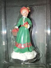 Christmas Village Figure Woman Lady Church Dress Basket Holiday Victorian Book picture